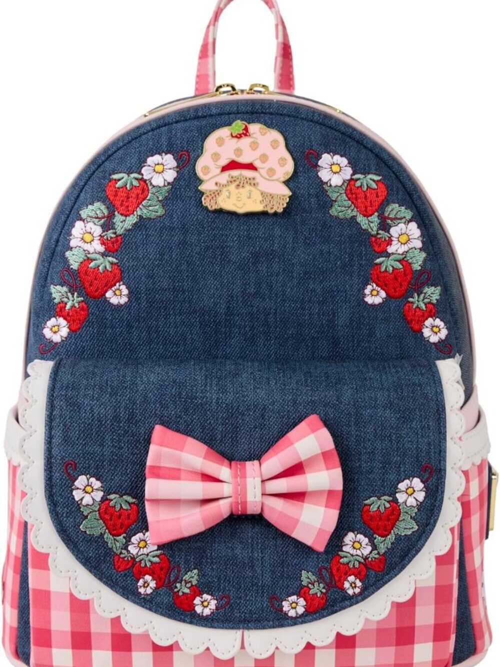 Cute Strawberry Shortcake Faux Denim Mini Backpack | Stylish & Fun Bag